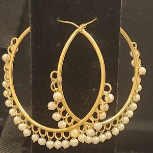 925 hoop earing with pearls gold tone
